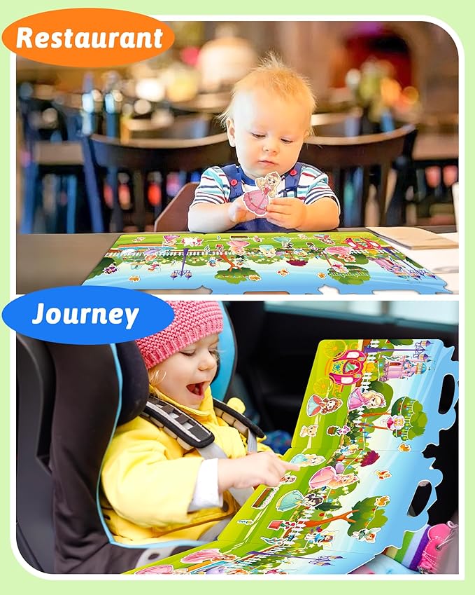Benresive Reusable Sticker Book for Toddlers, Travel Stickers for Kids, Toddler Crafts Activities Toys, Birthday Gifts for Boys & Girls - Princess
