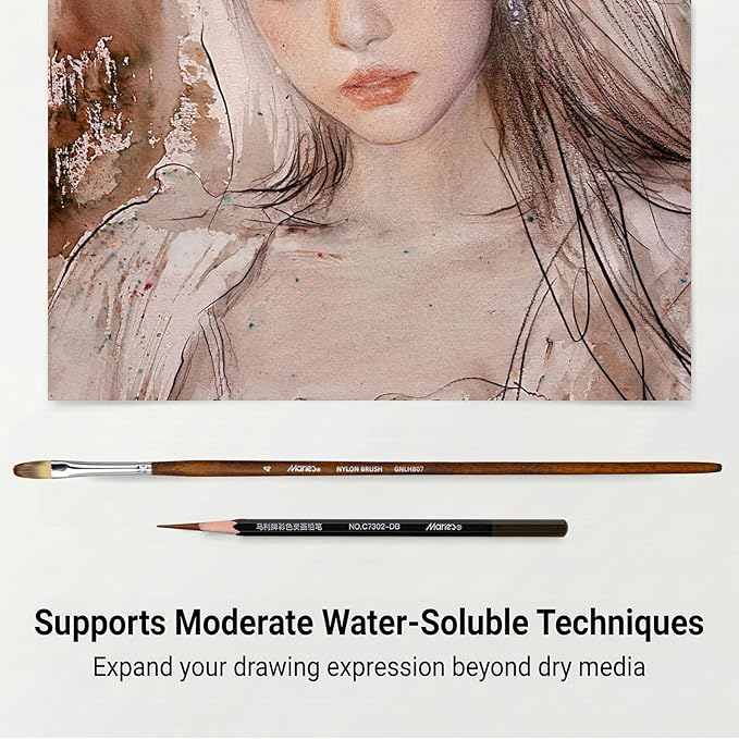 Marie's Charcoal Pencils Set,10 Pieces, Pastel Chalk Pencils for Drawing, Sketching, Coloring & Shading, Art Supplies for Adult Artists (Dark Brown)