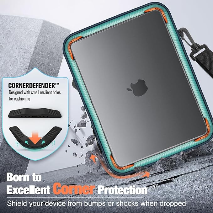 MoKo 13-14 Inch 360° Protective Laptop Sleeve Bag, Fits Mac Neo 13/Air 13/13.3/13.6 Inch, Mac Pro 13/14 Inch, Surface Pro 9/8/10/11 13", Multi Pockets with Shoulder and Headphone Port, Black