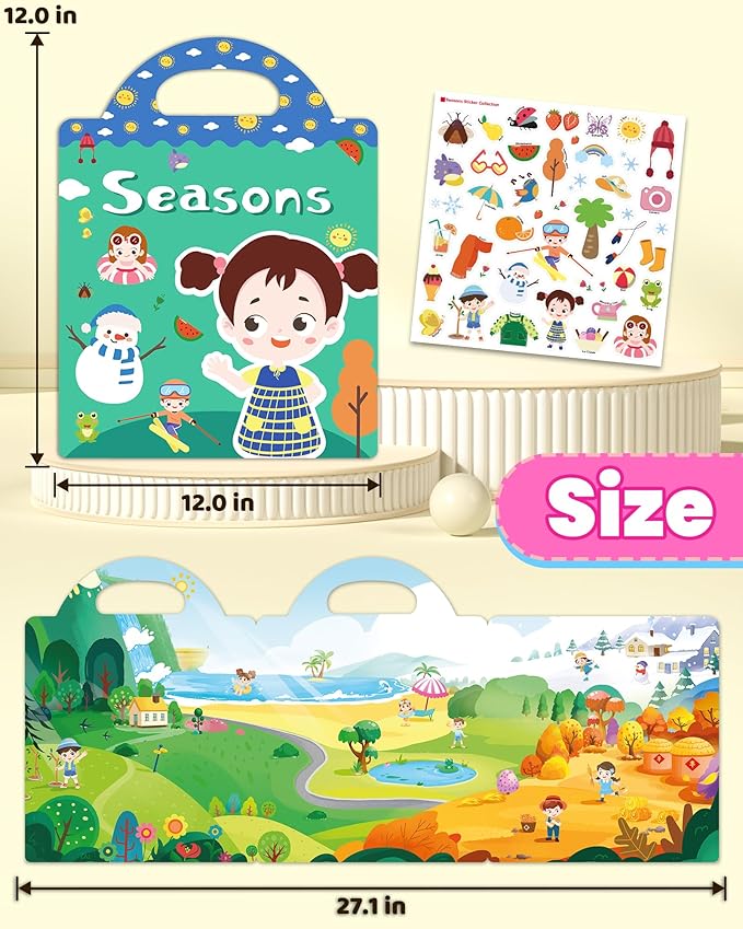 Walenced Reusable Sticker Book for Toddlers, Travel Stickers for Kids, Toddler Craft Activities Toys, Birthday Gifts for Boys & Girls