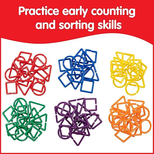 edxeducation Geo Links | Mini Jar | Set of 144 | Linking Shapes | 6 Colors | Practice Shape Recognition, Counting, Sorting and More