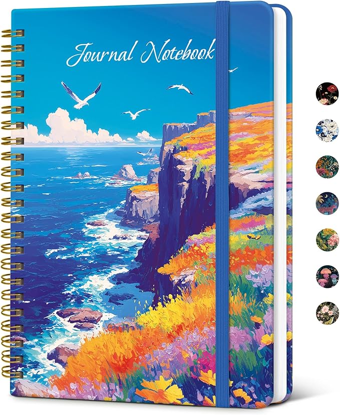 Taja Lined Spiral Notebook Journal for Women A5(5.8" × 8.3"), Cute Hardcover Notebook for Work, School & Note Taking, Pretty College Ruled Journal for Writing, 140 Pages, Cliffside Bloom