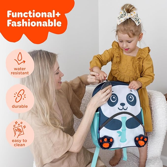 Move2Play, Panda Toddler Backpack | Toddler Size | Back to School | Preschool Backpacks For Kids | Kindergarten Book Bag | Small, Little, Mini Size | Designed for Boys & Girls Ages 2, 3-5+ Year Olds