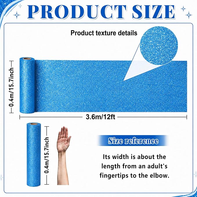 Glitter Dark Blue Bulletin Board Roll Non-Woven Fabric Poster 15.7" x12ft