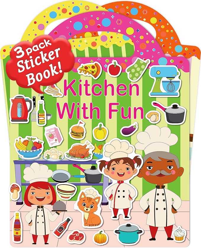 Benresive Reusable Sticker Book for Toddlers & Stickers for Kids, Toddler Travel Toys, Craft Activities, Boys & Girls Birthday Gifts