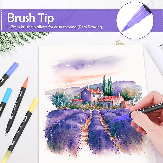 nauets 168 Colors Brush & Fine Dual Tip Watercolor Markers Set Coloring Books No Bleeding Paint Pens For Drawing Note taking Planner Calligraphy Journaling Card Making Art Supplies