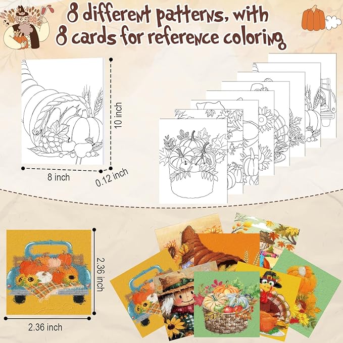 Cholemy 36 Pcs Paint and Sip Kit for Adults 8''x10'' Pre Drawn Canvas for Painting DIY Afro Acrylic Painting Kit Wood Easel Brushes Date Night Bulk for Father's Day Party Gifts(Fall Scarecrow)