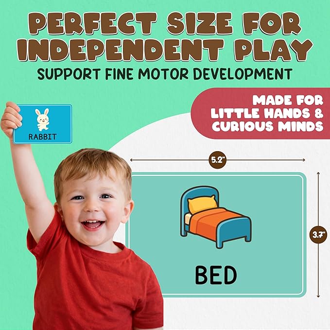 Toddler Flash Cards - 50 Big Font, 500 GSM Wipe-Clean Learning Flash Cards for Toddlers 1-3 & Ages 3-5 - Numbers, Colors, Find-the-Difference & Fun Questions - Preschool Educational Gift