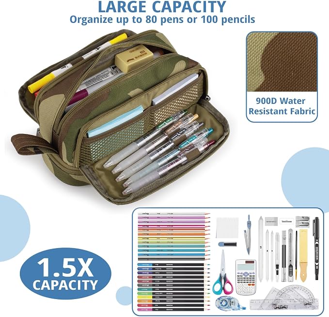 Tactical 4 Compartments Pencil Case for Boy, Large Pen Pouch Bag for School | Tactical Large Capacity Pen Box, 900D Farbic Tool Bag for School College Office Marker Organizer for Boy Kid Men Adult Teen
