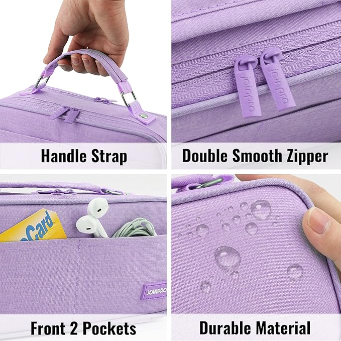 JOINPRO Large Capacity Pencil Case, 4 Compartment Pen Pouch Organizer with Double Zipper, Storage Bag for School, Office, Teen Girl Boy Men Women