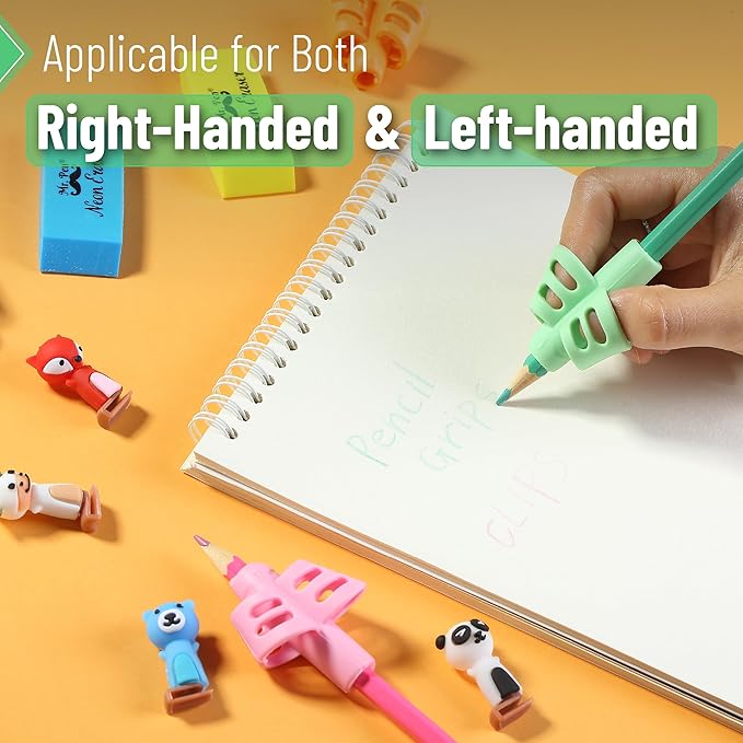 Mr. Pen- Pencil Grips for Kids Handwriting, 4 Pack with 4 Clips, Pencil Grips