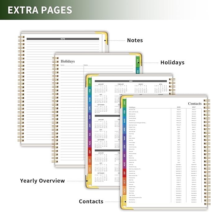 Planner -2026, Hardcover Weekly & Monthly Calendar Planner, January 2026 - December 2026, 8.5" x 11", Daily Agenda Book with Colorful Tabs, College Organizer Notebook, School & Work Supplies for Student Teacher Classroom
