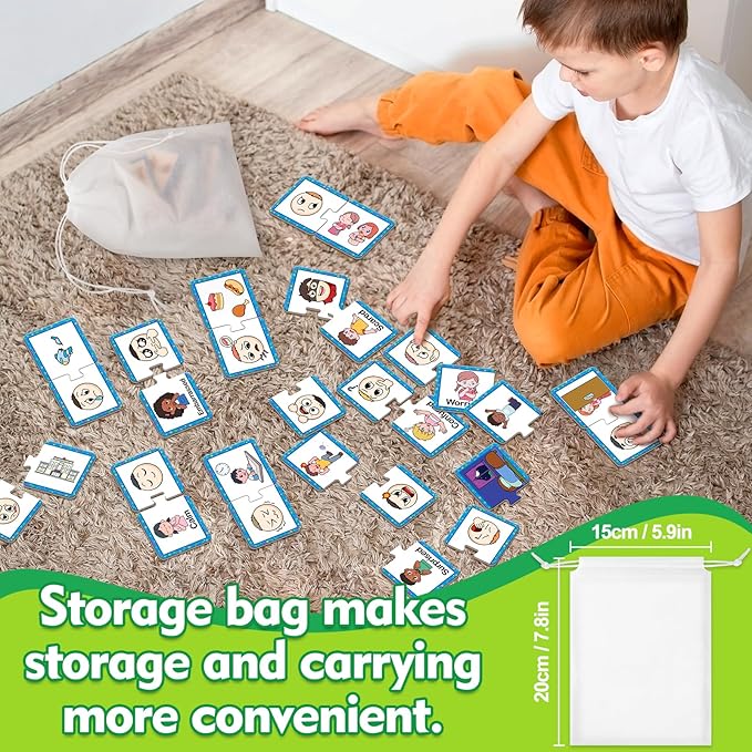 Kasfalci Feelings & Emotions Puzzle Cards,Feelings Chart Toys for Kids,Social Emotional Learning Activities,Speech Therapy Games,ADHD,Autism Learning Materials,Calm Down Corner Supplies for Classroom