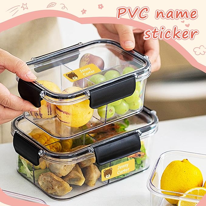 Custom Waterproof Name Stickers for Water Bottles, Personalized Daycare Name Tags, Name Labels for Cups, Food Containers, Lunch Boxes, Laptop and School Supplies (Rectangle)