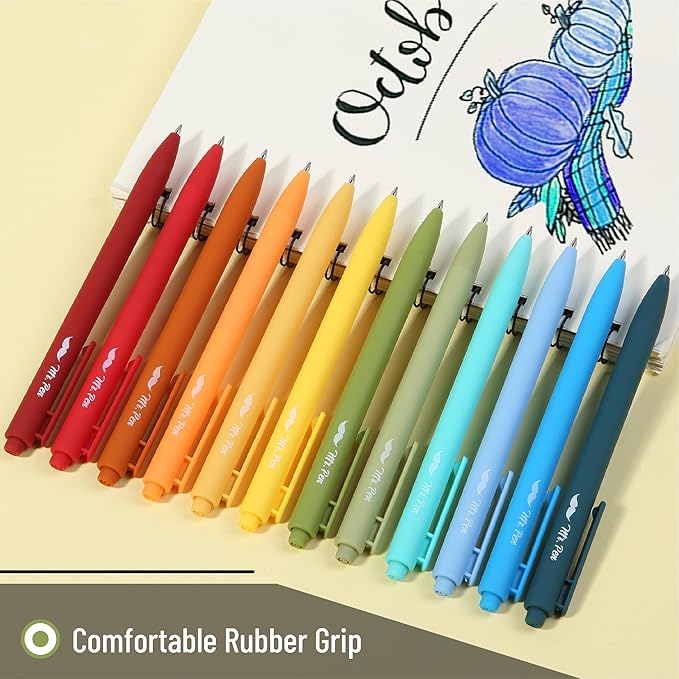 Mr. Pen- Retractable Gel Pens, 12 Pack, Winter Forest Color Inks, Fine Point 0.5mm, Fast Dry, Smooth Writing, Cute Pens for Drawing, Writing Planner and School Supplies