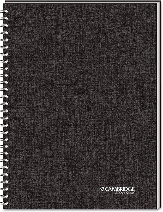 Cambridge Limited Business Notebook, Legal Ruled Paper, 5" x 8", 80 Sheets, Flexible Soft Touch Cover, Wirebound, Black (06074)