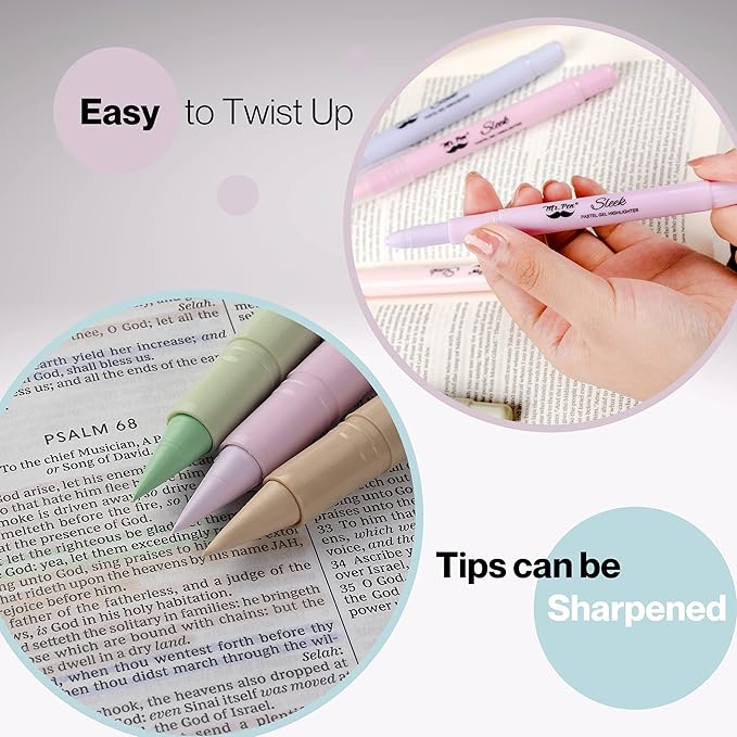 Mr. Pen- No Bleed Gel Highlighters, Morandi Colors, 8 Pack, Bible Highlighters and Pens No Bleed, Bible Markers for Study, Journaling, School Supplies and Accessories
