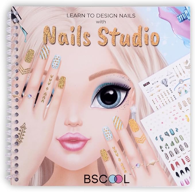 BSCOOL - Drawing, Coloring & Activity Book. Nail Design Book with Stickers and Guides. Fashion Design Sketchbook for Kids 5 and up. Little Designer Book - Nail Sticker Book. Gift for Girls