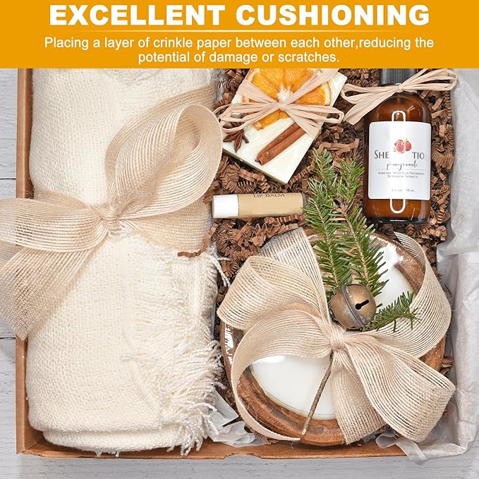 Crinkle Cut Paper Shred Filler,1 LB Brown Shredded Paper for Gift Boxes Bags Basket Filler Decoration,Grass Cushion Paper Streamer Stuffing for Christmas,Thanksgiving,Mother's Day Gift Wrapping