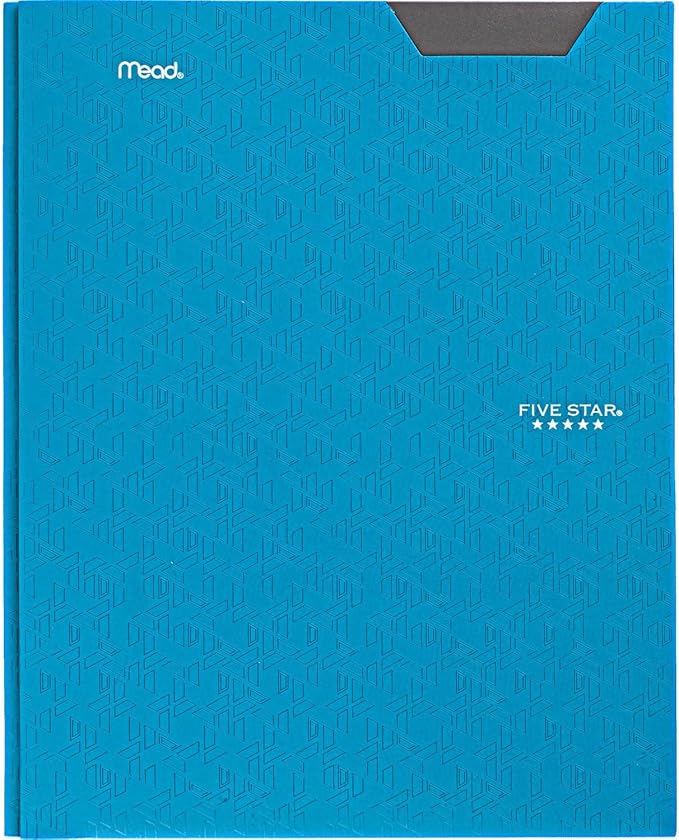 Five Star Folder, 2 Pocket, 8-1/2" x 11" | Plastic | Tidewater Blue | Prong Fasteners | Pack of 2