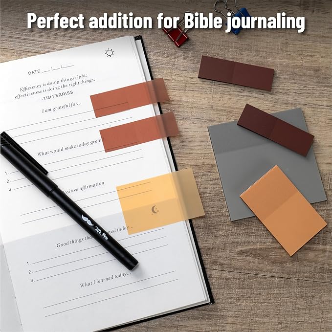 Mr. Pen- Transparent Sticky Notes Set, 200 Sheets, Transparent Sticky Notes and Planner Tabs with Black Fineliner Pen for Bible Study, Office, School, Planning, Journaling & Organization