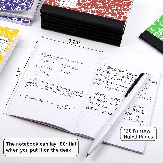feela 90 Pack Mini Composition Notebook Bulk, Cute Pocket Composition Note Pad, Small Journal Notebooks for Students College School Supplies, 4.5" X 3.25", Narrow Ruled, 5 Marble Covers