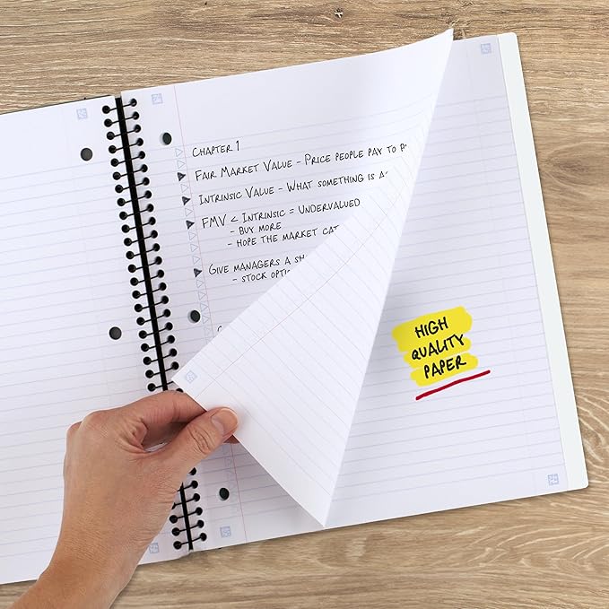 Five Star Advance Spiral Notebook + Study App, 1 Subject, College Ruled Paper, 8-1/2" x 11", 100 Sheets, Spiral Guard, Movable Tabbed Dividers, White (820012B-ECM)