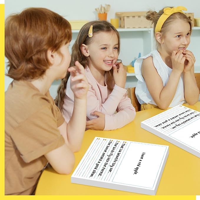 100 Sheets Ruled Writing Paper, Double-Sided Printing 1” Line Spacing with Blank Area Handwriting Writing Paper with Dotted Lines Practice Paper for Kindergarten Toddlers Kids (8” x 10.6”)