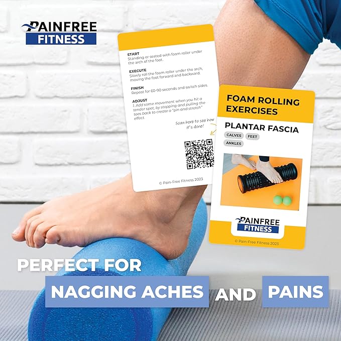 (30+ Cards) Foam Rolling Fundamentals Flashcards, 3x5 in, Fitness Cards for Fast Recovery, Color Coded Workout Cards for Foam Roller Warm Ups & Cooldowns, Bend Resistant, Durable