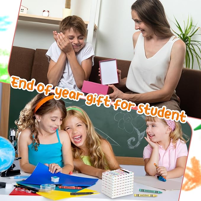 MotiMind 48 Pack End of the School Year Gifts 8 Different Color Crayons Bulk for Students Preschool Kindergarten Graduation Gift Assorted Colored Crayons Toddlers Kids Classroom Party Supplies