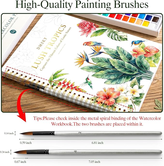Watercolor Workbook for Beginners,18 Lush Tropics Exotic Rainforest Water Coloring Book,Relaxing & Easy to Paint Water Coloring Book with 24 Colors-Perfect for Gifting to Creativity & Joy for Adults