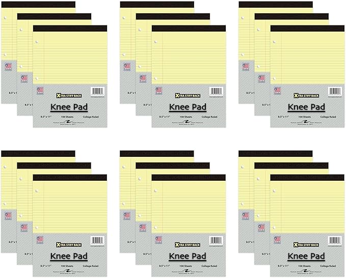 Roaring Spring Stiff Back Legal Pads, 18-Pack, 8.5"x11.75", 100 sheets of 15 lb Yellow Paper Per Pad, 3-Hole Punched, College Ruled with Margin