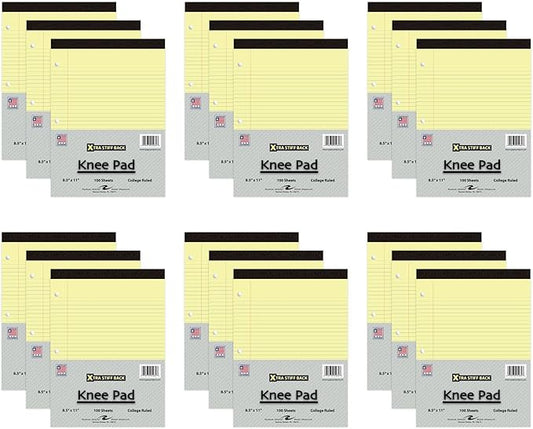 Roaring Spring Stiff Back Legal Pads, 18-Pack, 8.5"x11.75", 100 sheets of 15 lb Yellow Paper Per Pad, 3-Hole Punched, College Ruled with Margin
