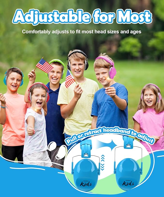 PROHEAR 032 2.0 Noise Cancelling Headphones for Kids - 25dB Noise Reduction - Adjustable Sensory Ear Protection Muffs for Concert, Fireworks, Monster Truck Shows, School - Blue