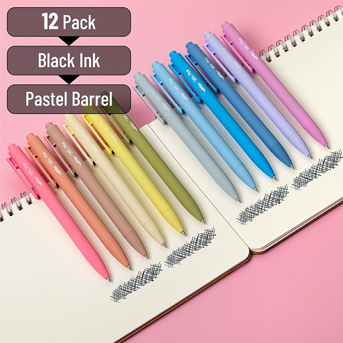 Mr. Pen- Retractable Gel Pens, 12 Pack, Black Ink, Fine Point 0.5mm | Fast Dry, Smooth Writing, Cute Pens for Drawing, Writing Planner and School Supplies