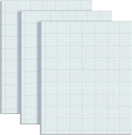 Ctosree 3 Pcs 8.5 x 11 Quadrille Pads 50 Sheets/Pack 10 * 10 Squares Per Graph Paper Pad Back to School Engineer Grid Paper Pad for School Supplies