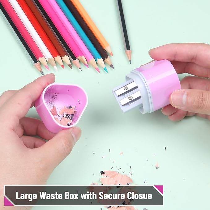 Mr. Pen- Pencil Sharpeners Manual, 6 Pack, 3 Holes, Colorful