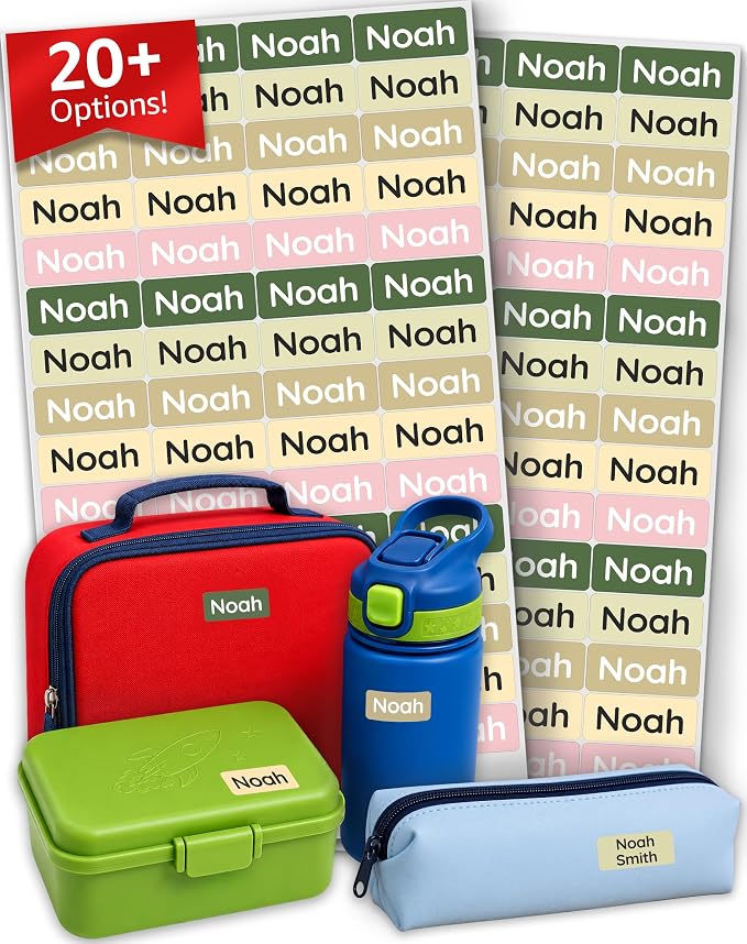 Personalized Universal Name Labels for Kids & Adults - Earth [70pcs] - Waterproof Name Stickers for School, Daycare & Clothes - Item & Supplies Name Stickers - Custom Stick On Labels