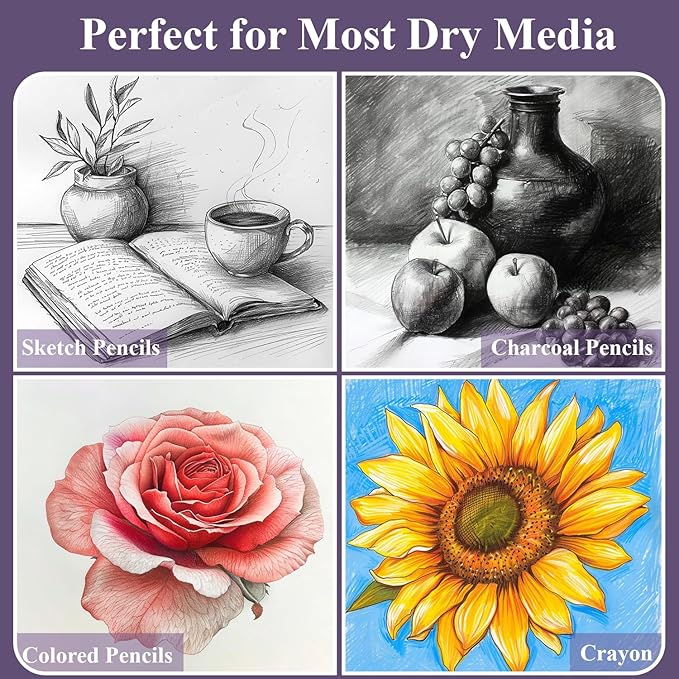 Purple Sketch Book for Women - 9"x12" Girls Sketchbook, 100 Sheets (73lb/120gsm) Drawing Paper for Kids, Art Supplies for Girls Ages 8-12, Beginners, and Adults, Mothers Day Gifts,1-Pack.