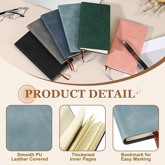 PATIKIL 2Pcs Planner Notebook, A6 100 Sheets Undated to Do List Daily Weekly Monthly Goals Tracker Pocket Notebook for Office Study Time Management Fitness Weeding, Sky Blue/Grey