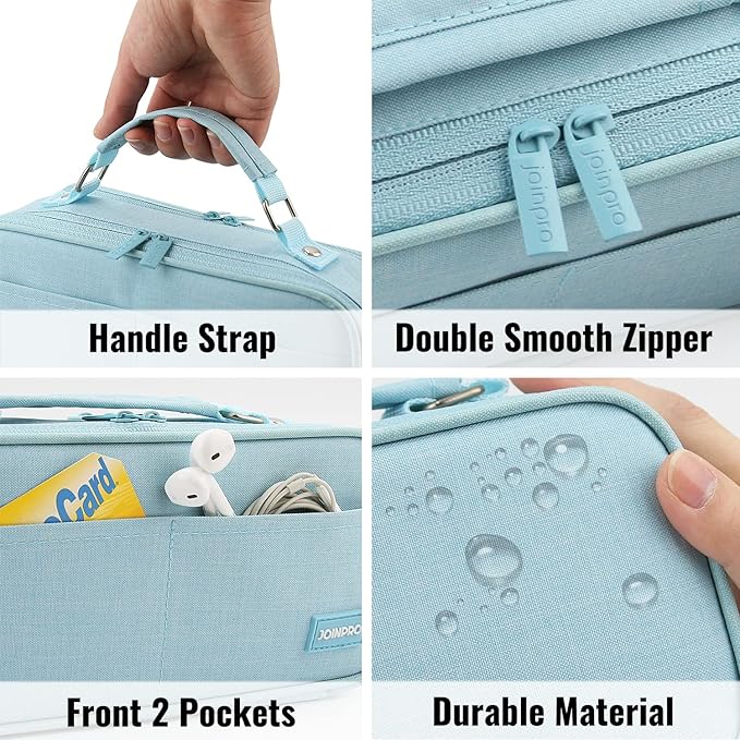 JOINPRO Large Capacity Pencil Case, 4 Compartment Pen Pouch Organizer with Double Zipper, Storage Bag for School, Office, Teen Girl Boy Men Women