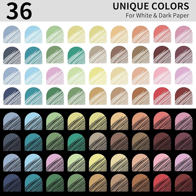 Gel Pens For Coloring, 36 Pack Colored Pens for Black Paper & White Paper, 0.6MM Fine Point Pens for Coloring, Writing, Drawing, Journaling, Note Taking, Office, Home