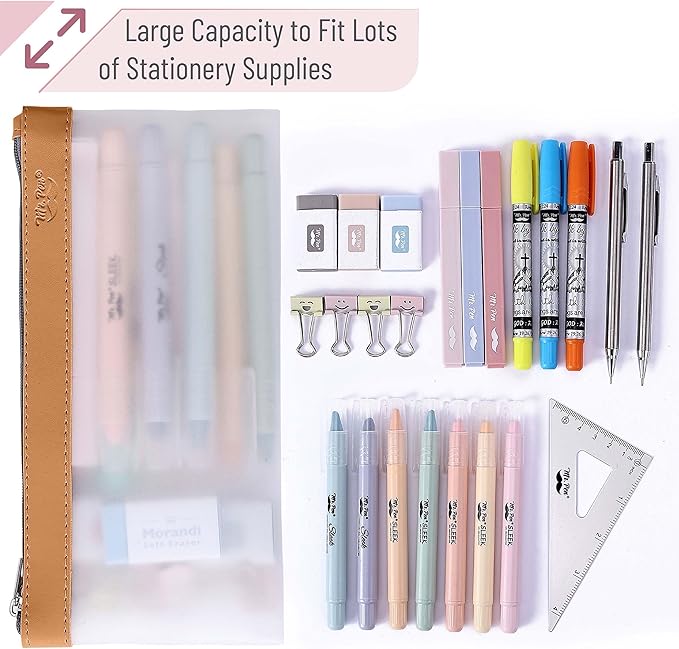Mr. Pen- Clear Pencil Pouch, 8.50"x4.25", 3 Pack, Durable TPU Material, Medium Water-Resistant Pencil Bags with Smooth Zipper, Multipurpose Clear Pouch for Stationery, School, Office, Travel Supplies
