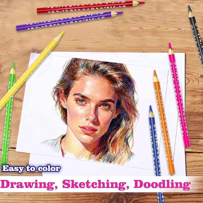 12 Colors Jumbo Colored Pencils for Teens Adults Trendy Stuff, Triangle Thick Coloring Pencils Art Supplies, Fat Color Pencil Set for Drawing Sketching Doodling, Stocking Stuffers, Easy Grip