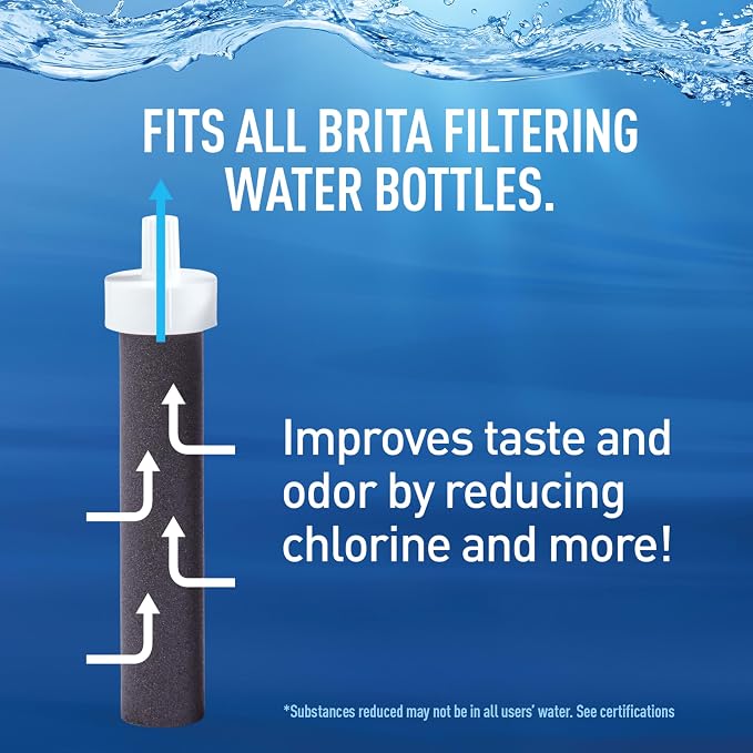Brita Stainless Steel Premium Filtering Water Bottle, BPA-Free, Reusable, Insulated, Replaces 300 Plastic Water Bottles, Filter Lasts 2 Months or 40 Gallons, Includes 1 Filter, Rose - 20 oz