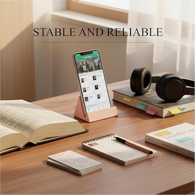 Concrete phone stand, desktop phone stand,multifunctional stand, compatible with iPhone 16/15/14/13/12 smartphones (Pink)