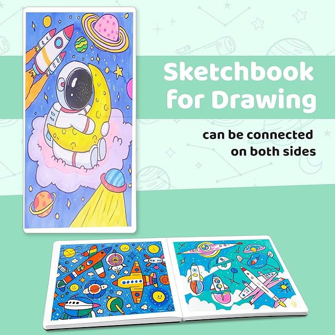 FLYING EAGLE Sketch Book for Kids 8"X 8" Small Hardcover Sketchbook for Drawing 120GSM Thick Paper, Square Art Drawing Paper 120 Pages Sketch Pad for Boys Teens,Gift Boxed, Green
