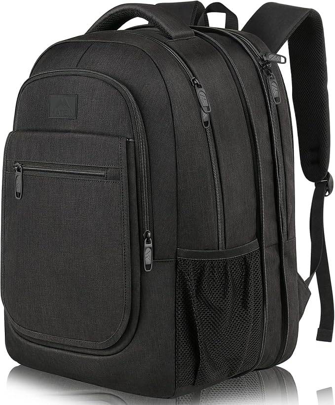 MATEIN Backpack for School, Expandable College Backpack for Boys Girl | Water Resistant Fabric, Large Bookbag for Men Women, 15.6 inch Laptop Bag, Anti Theft Hidden Pockets, Travel Daypack, Black
