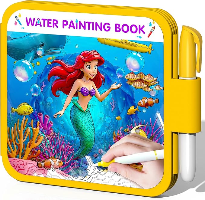 ZHOC Reusable Water Painting Books for Kids – Magic Water Reveal Coloring Books with Water Pens (Mermaid) No-Mess Coloring Book Fun Travel Activity for Ages 3 4 5 6 7 8