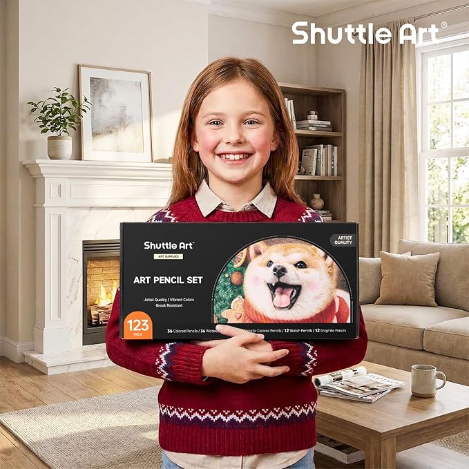Shuttle Art Professional Drawing Kit, 123 Pieces of Drawing Pencils Set Includes Colouring Pencils, Watercolor, Charcoal, Graphite and Sketch, Ideal for Adults Children Artists